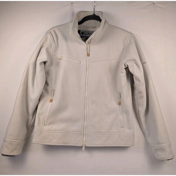 Columbia Titanium Women’s Fleece Jacket Medium White Full Zip Pocket - Picture 8 of 10